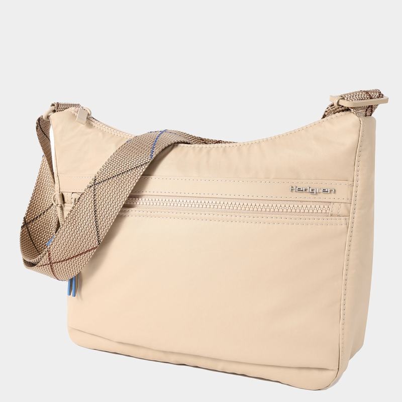 Beige Women's Hedgren Harper's Rfid Shoulder Bags | IIM8343BJ