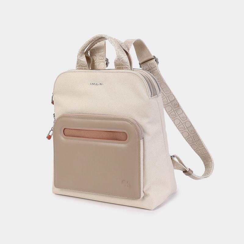 Beige Women's Hedgren Latte Backpacks | PFD62100SD