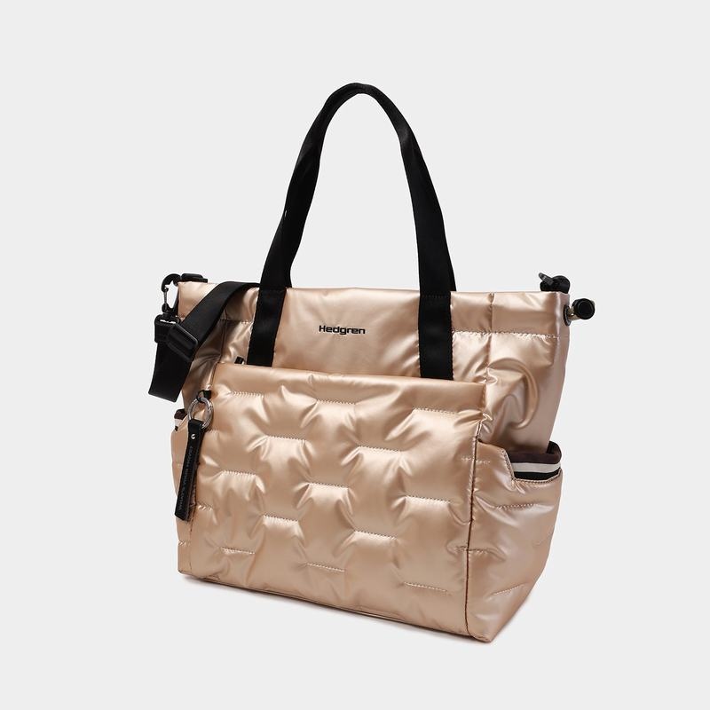 Beige Women's Hedgren Puffer Tote Bags | HCL5339KC