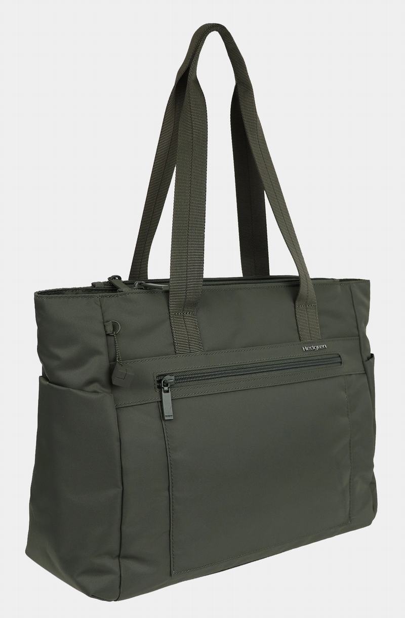 Dark Green Women's Hedgren Achiever Tote Bags | VKL2184NY