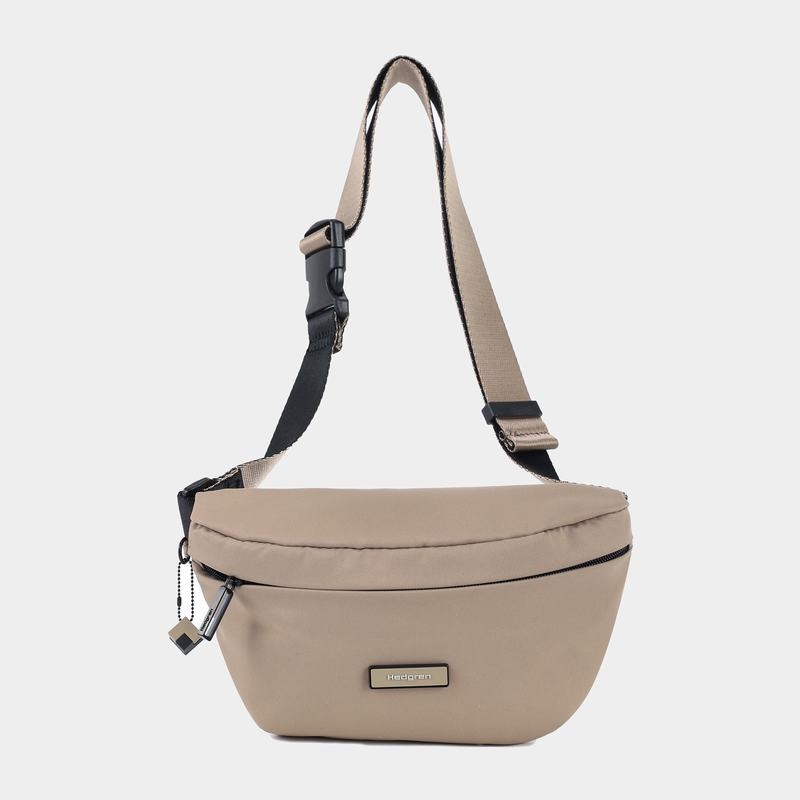 Grey Beige Women's Hedgren Halo Belt Bags | WZR9510MK