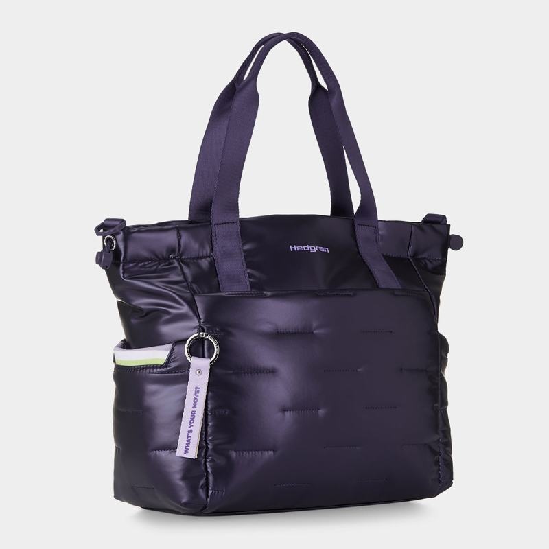 Purple Deep Blue Women's Hedgren Puffer Tote Bags | TRK7933ZM