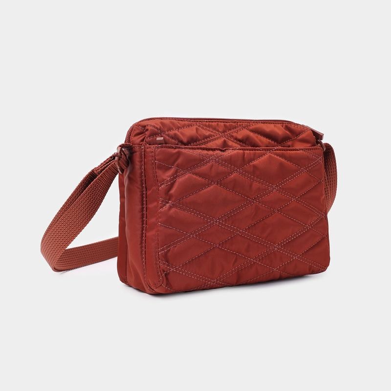 Red Brown Women's Hedgren Quilted Eye Rfid Shoulder Bags | OQF334TU