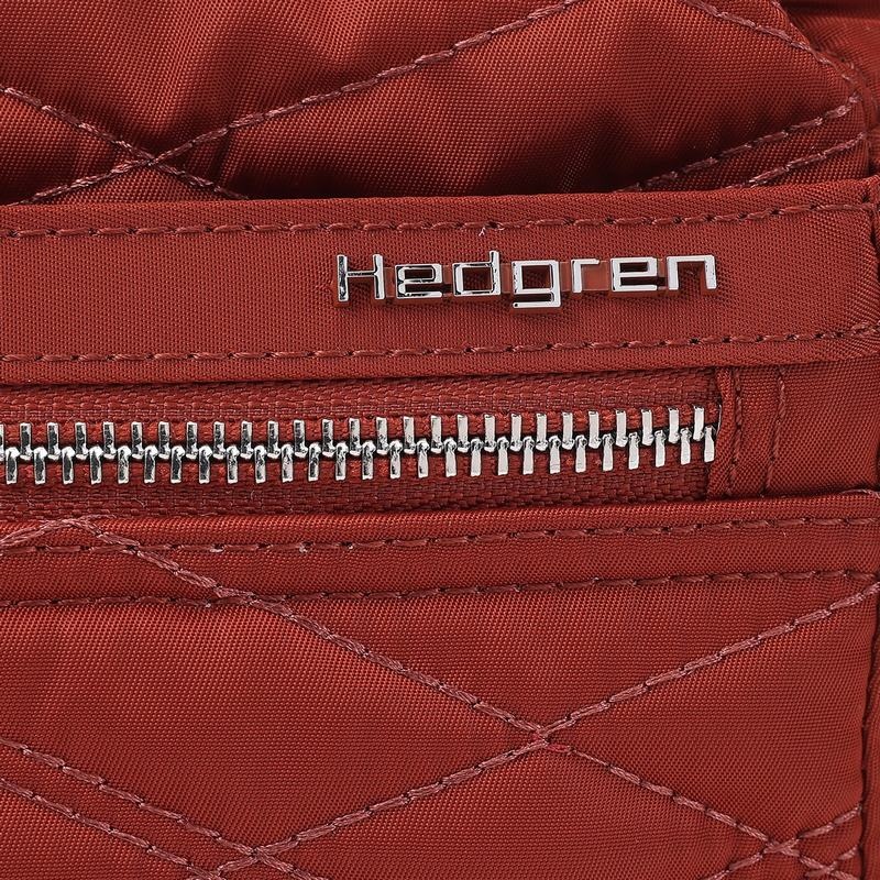 Red Brown Women's Hedgren Quilted Eye Rfid Shoulder Bags | OQF334TU