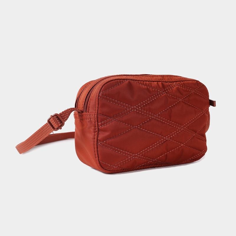 Red Brown Women's Hedgren Quilted Maia Mini Rfid Crossbody Bags | YHD6940DE